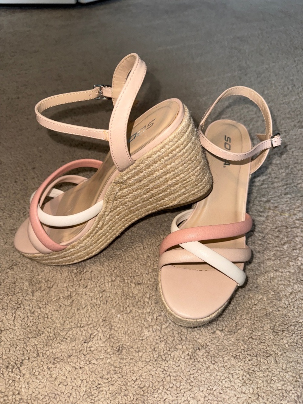 Soda Pink Strappy Wedges size 8